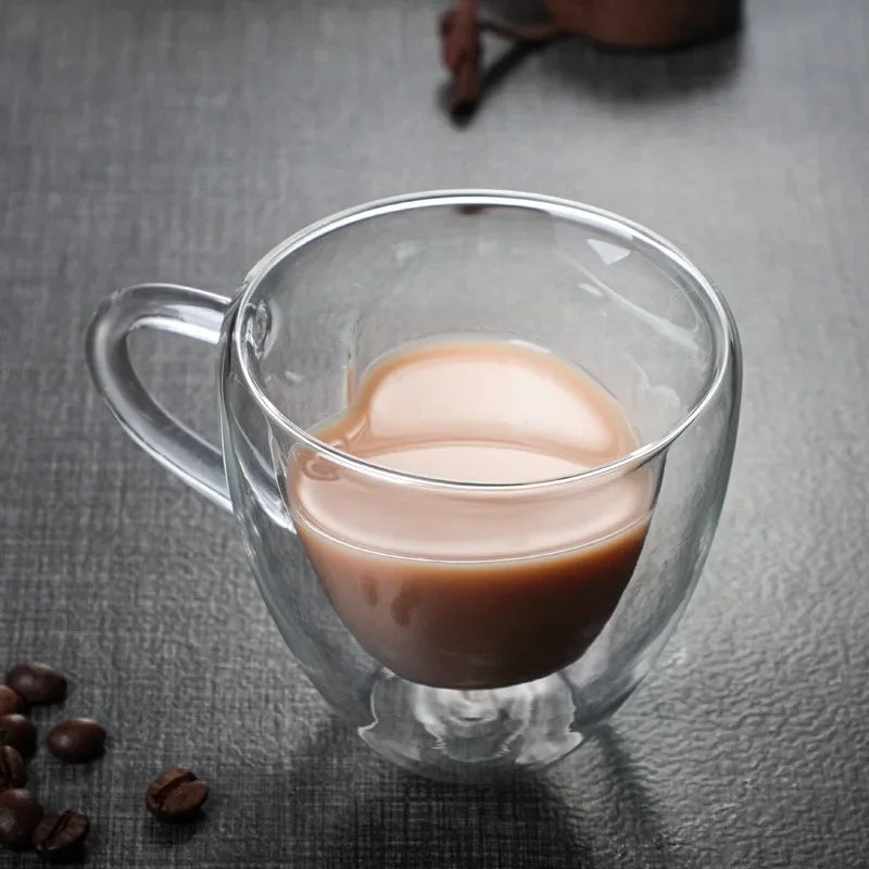Heart-Shaped Double Wall Glass Mug