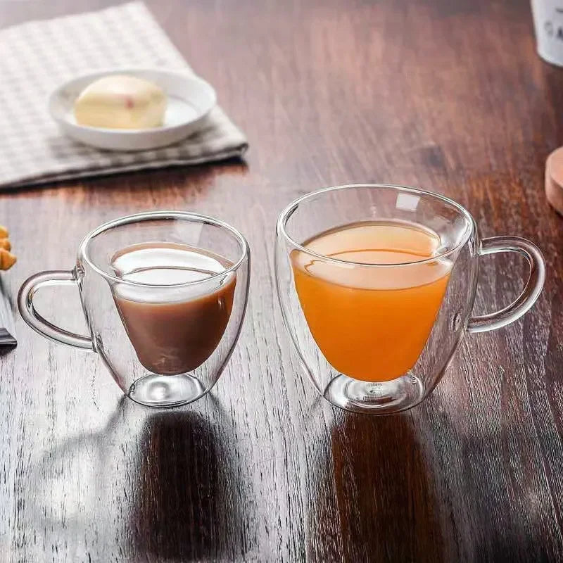 Heart-Shaped Double Wall Glass Mug