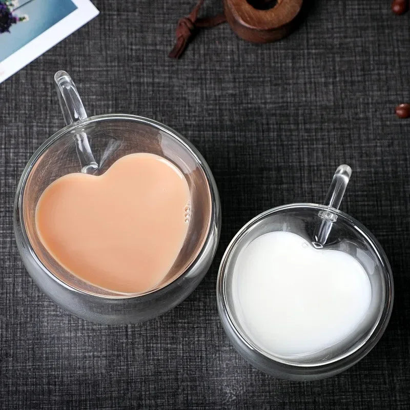 Heart-Shaped Double Wall Glass Mug